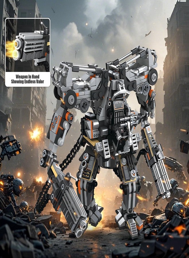 HIGH GODO مجموعة مكعبات بناء HIGH GODO Black Empire Mech للبالغين، لعبة بناء روبوت بمحرك مع أسلحة متعددة، هدايا تذكارية قابلة للتحصيل على طراز درع القتال لمحبيها من الرجال والمراهقين من سن 14 عامًا فما فوق (684 قطعة) - Image 5